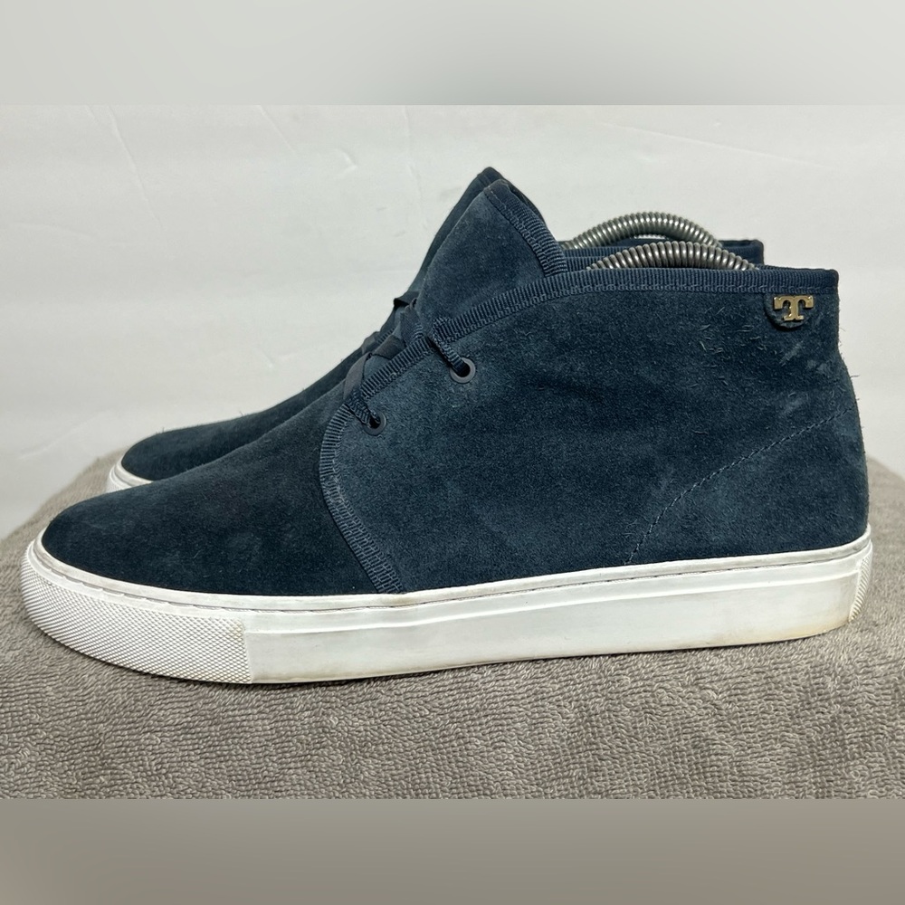 TORY BURCH IGGY Blue Suede High Top Sneakers Comfort Shoe Chukka Booties 8.5